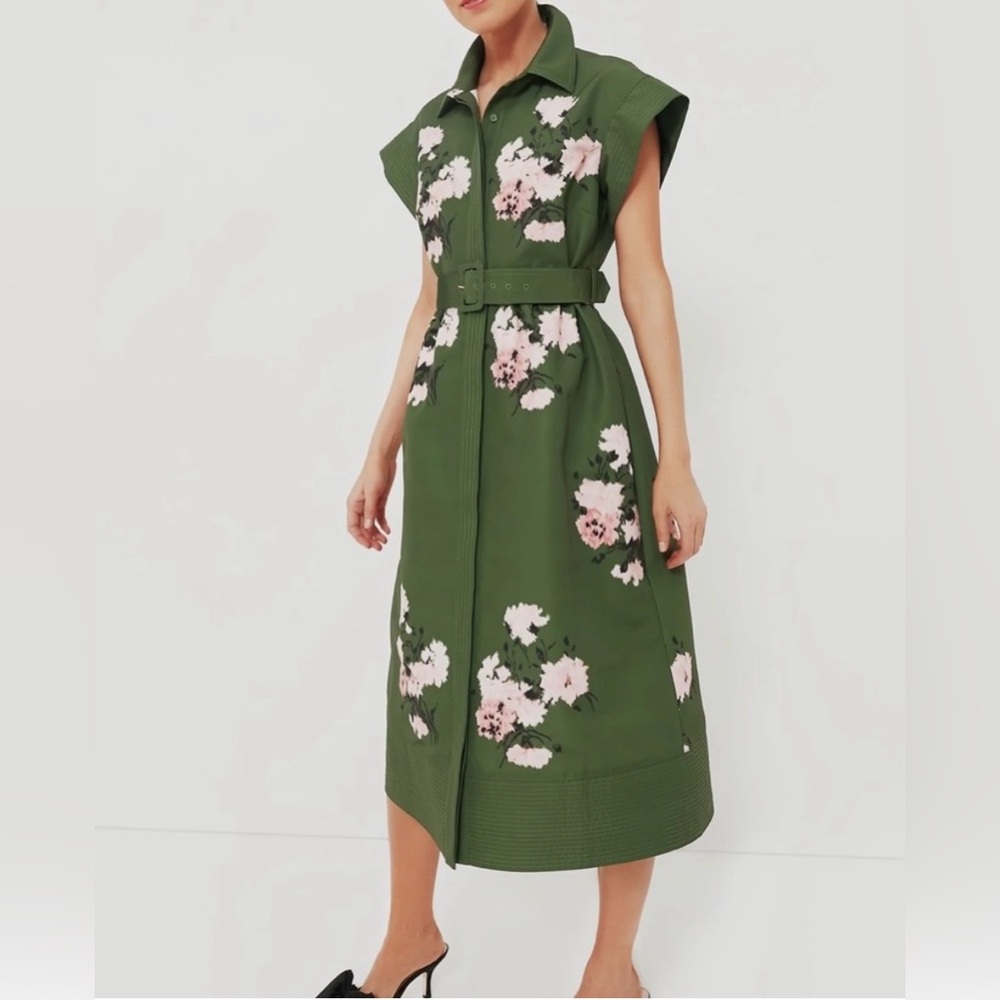Tuckernuck Olive and Pressed Powder Floral Chloe Dress - Picture 2 of 4